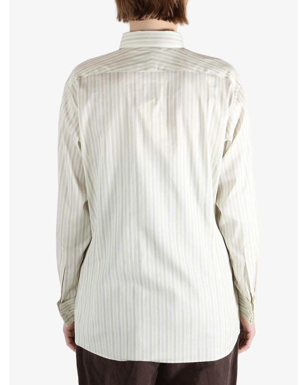 Auralee White Striped Long-Sleeved Shirt
