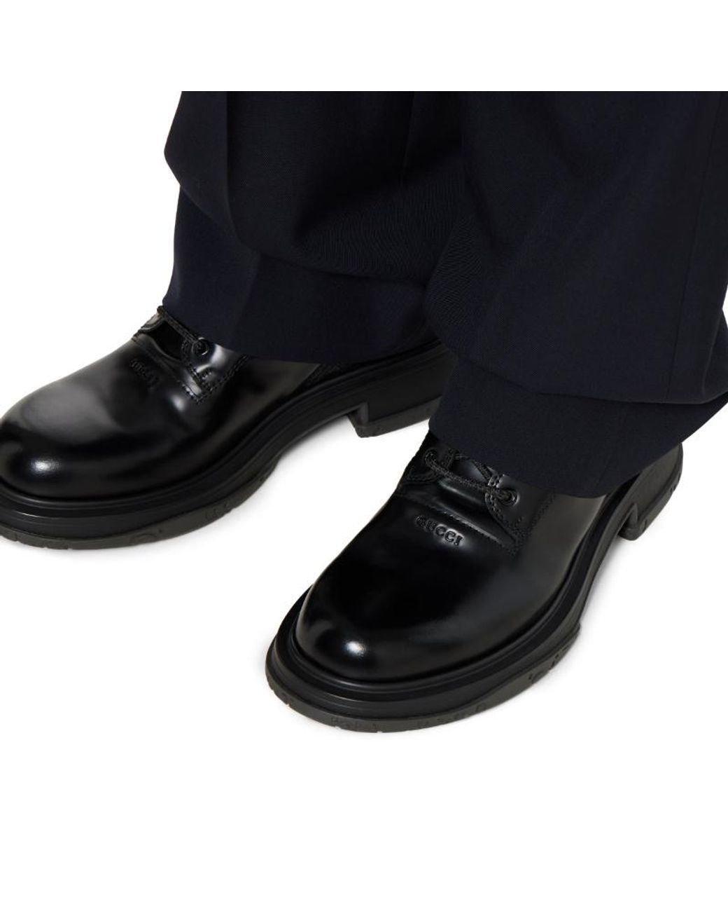 Gucci Black Tonal Logo Lace-Up Boots for men