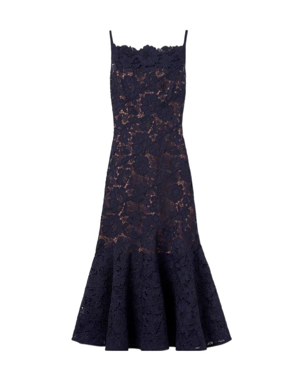 Self-Portrait Blue Spiral Lace Midi Dress
