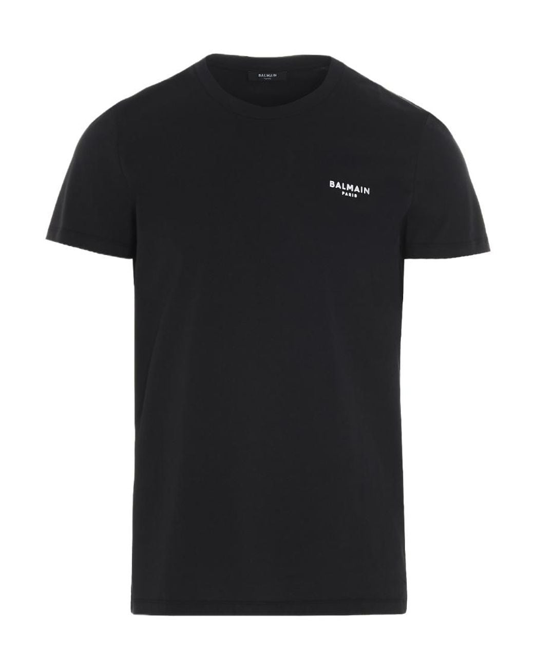 Balmain Black Logo Embroidered Crewneck T-Shirt for men
