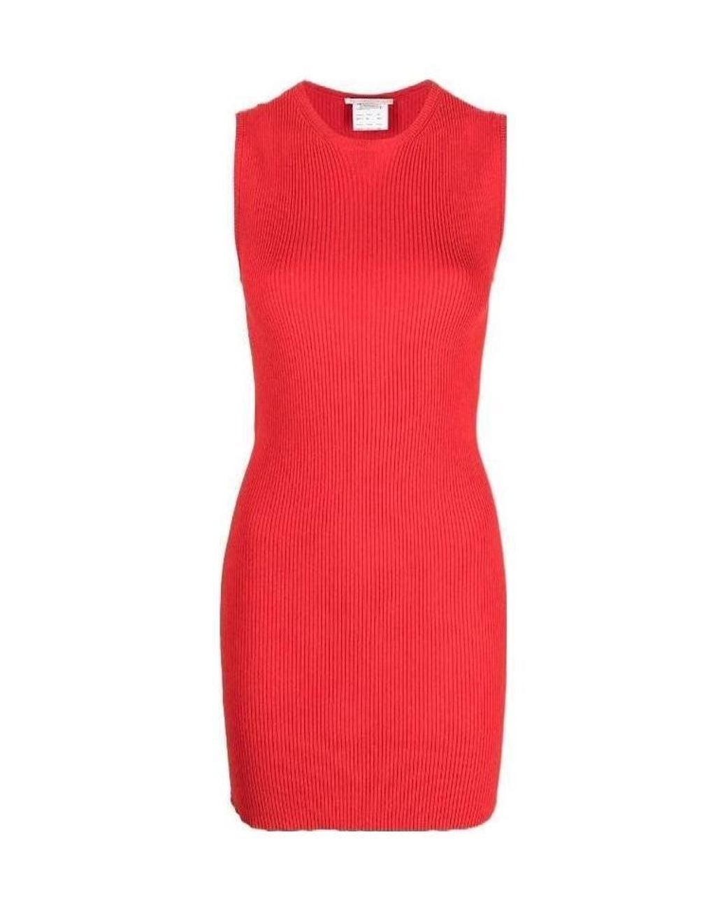 Stella McCartney Red Rib-Knit Tunic Dress