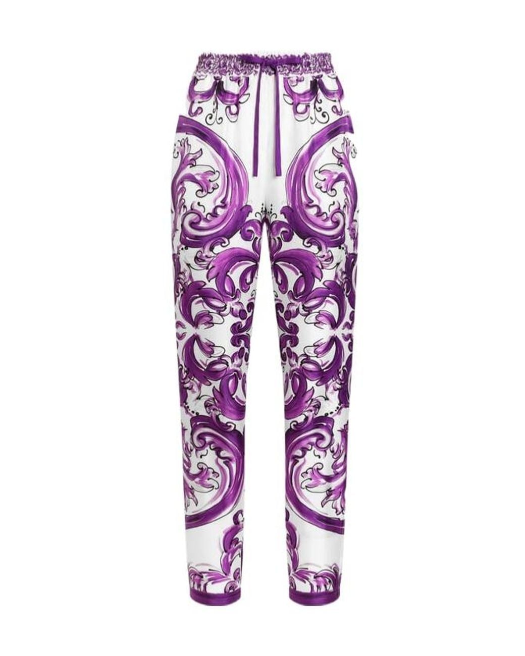 Dolce & Gabbana Purple Silk Trousers
