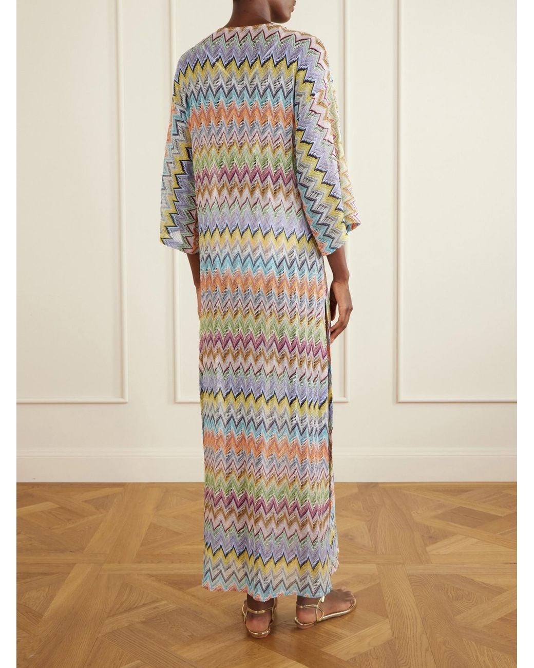 Missoni White Striped Metallic Crochet-Knit Coverup