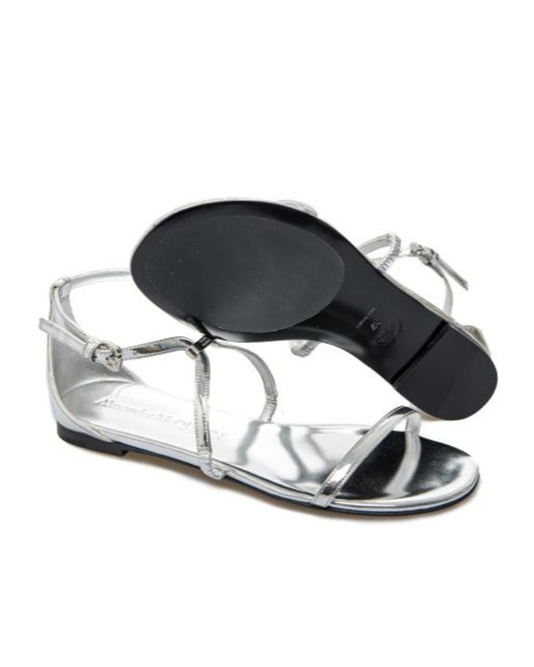 McQueen White Golden Goose Deluxe Brand Strappy Metallic Sandals