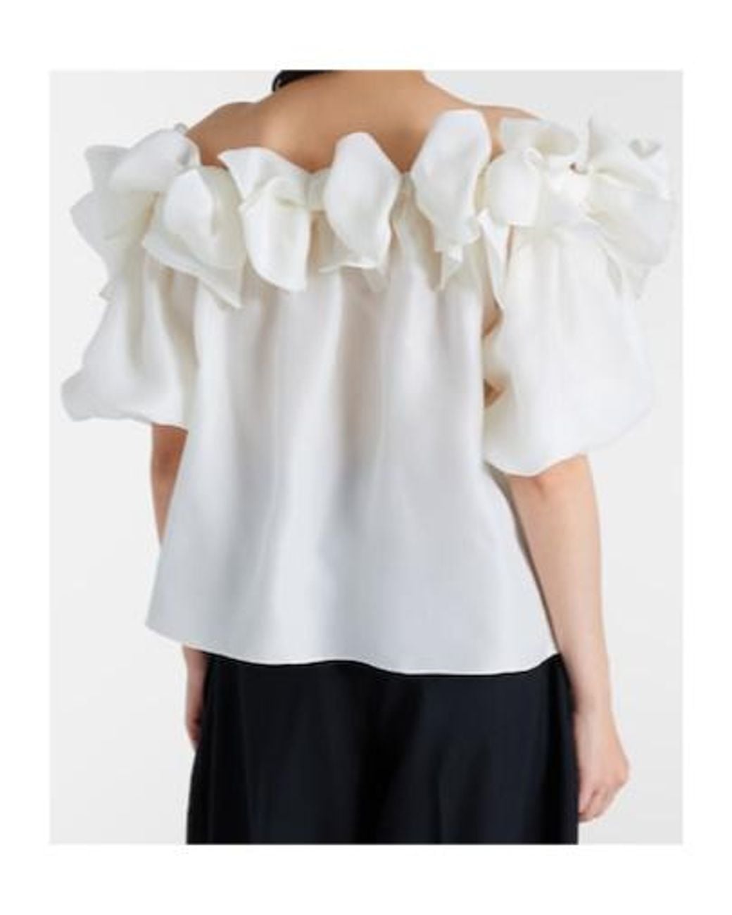 Carolina Herrera White Off-Shoulder Silk Top