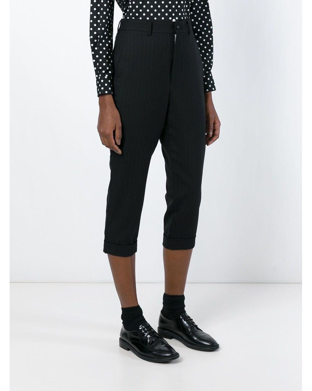 Comme des Garçons Black Pinstripe Cropped Trousers