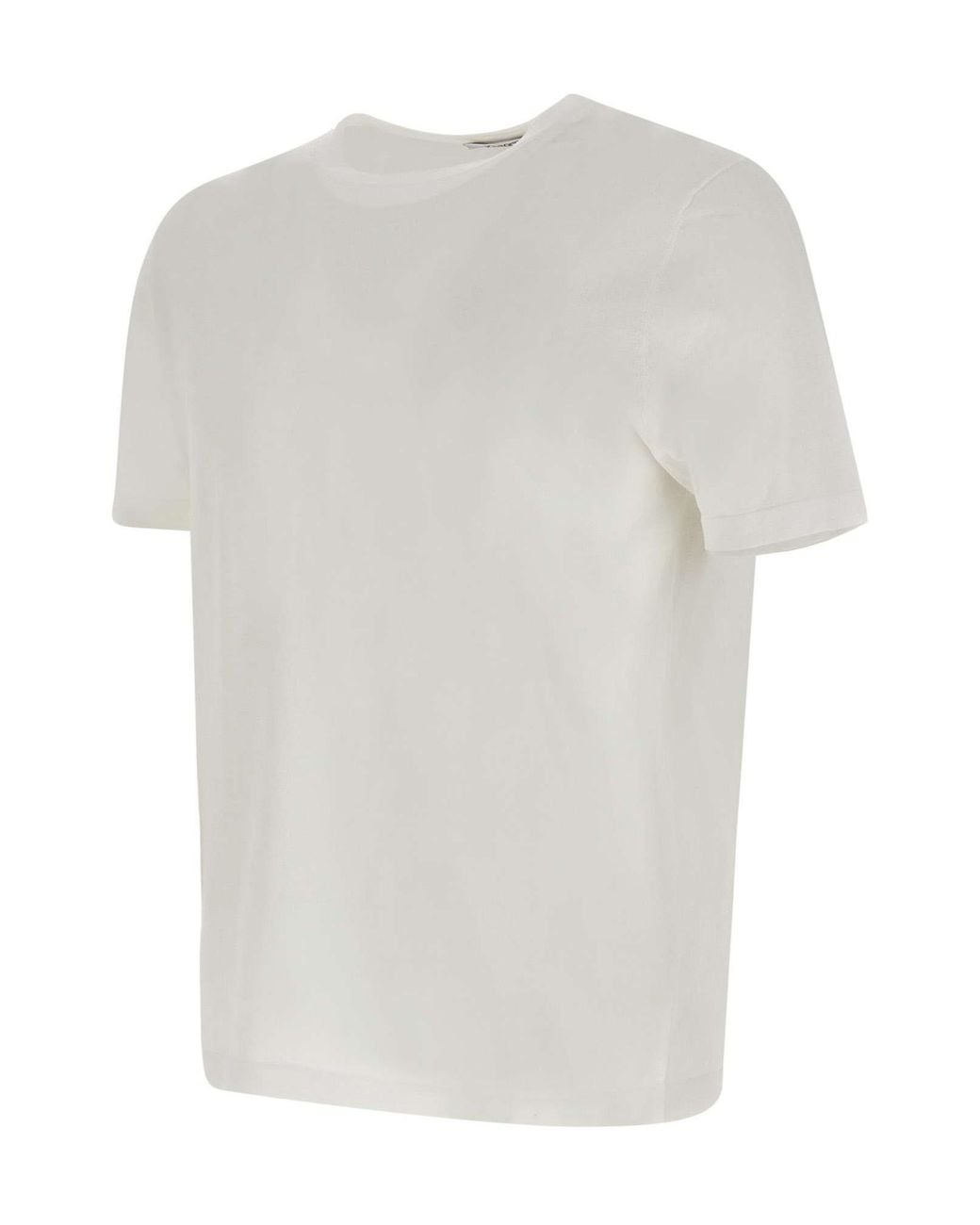 Kangra Cashmere White Kangra Crew Neck Regular Fit T-Shirt for men