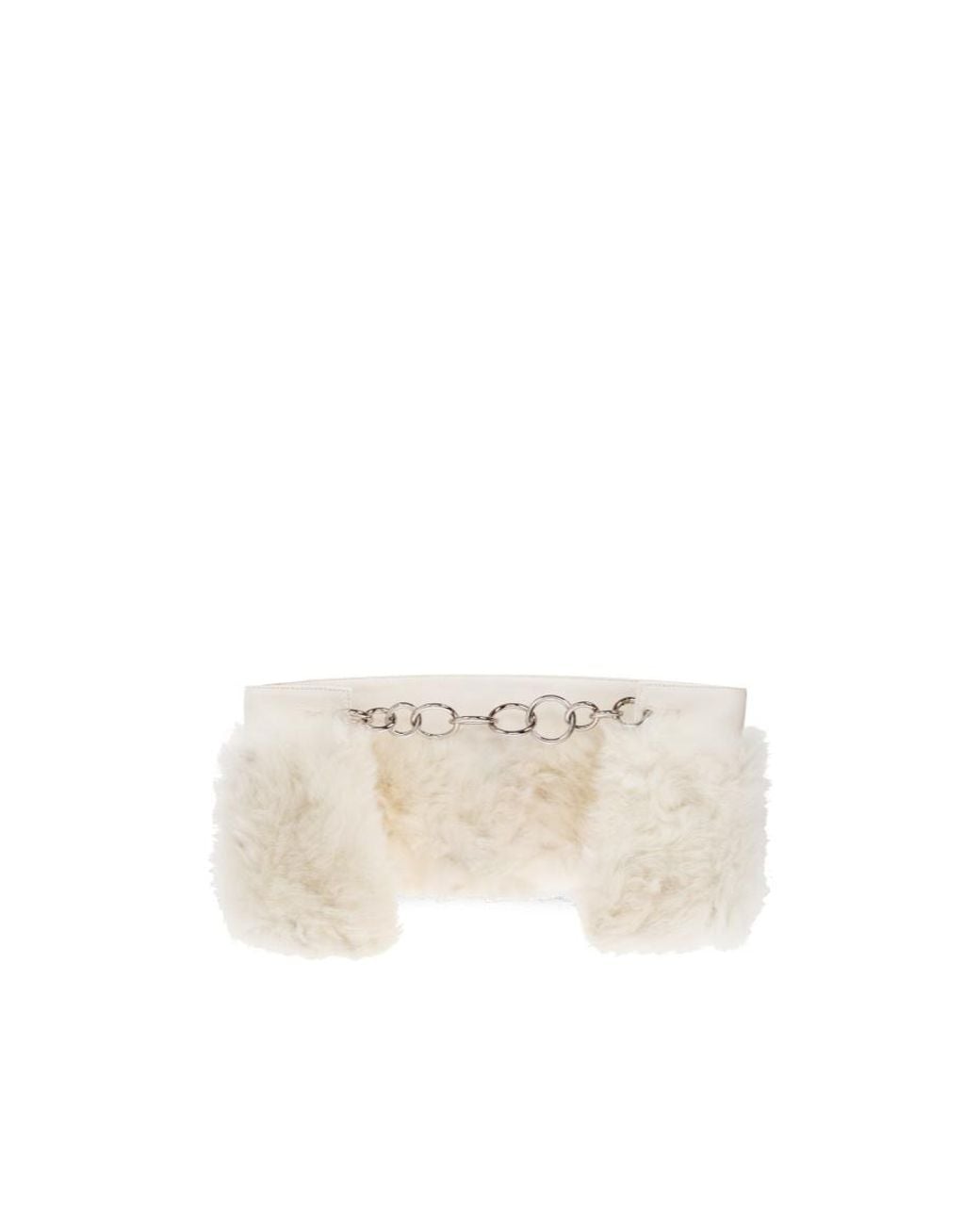 Jil Sander White O-Ring Chain Linked Fur-Trimmed Scarf