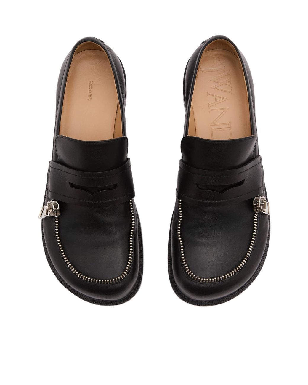 J.W. Anderson Black Jw Anderson Zip-Detailed Round Toe Loafers
