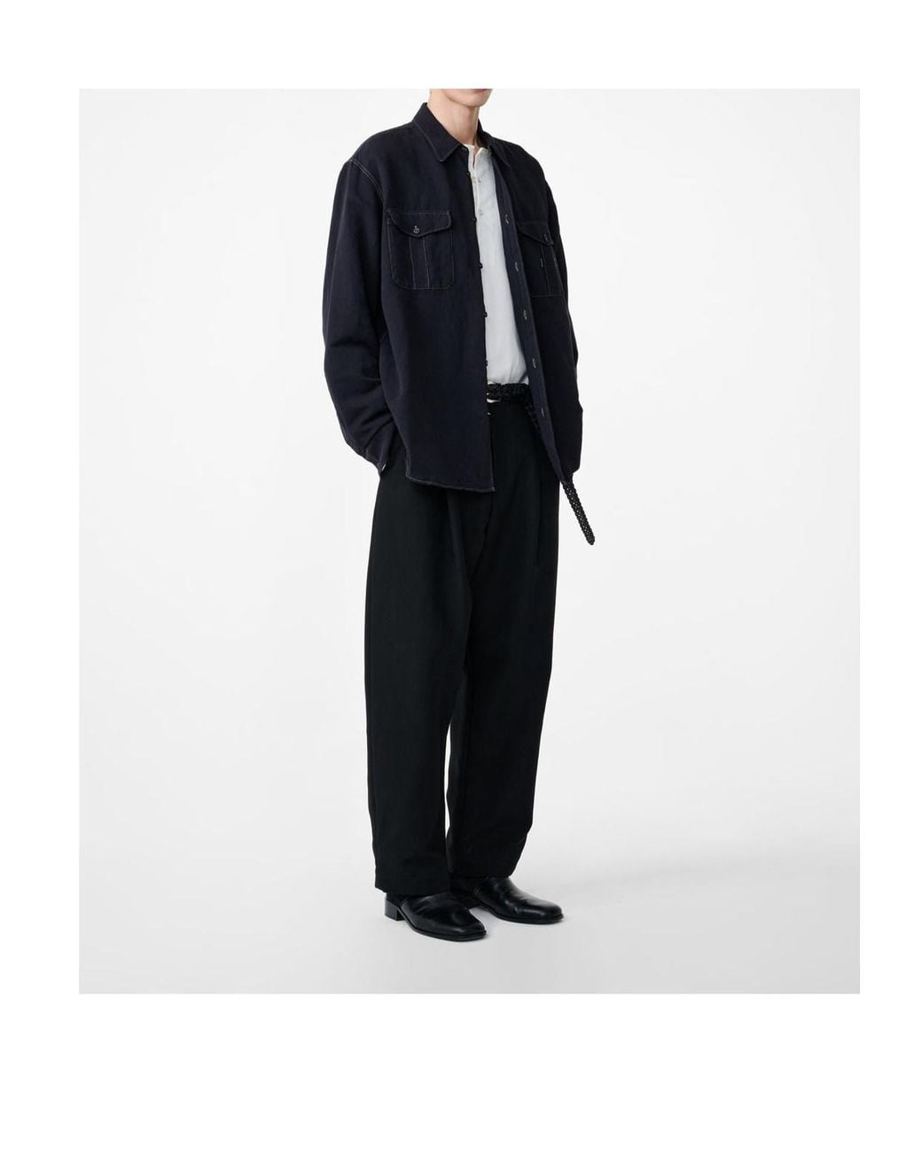 Studio Nicholson Black Tuck Curved Tapered Pants for men