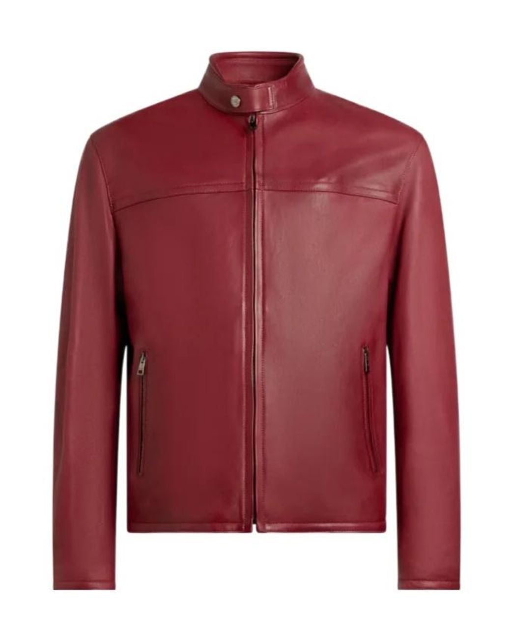 Etro Red Nappa Leather Jacket With Zip for men