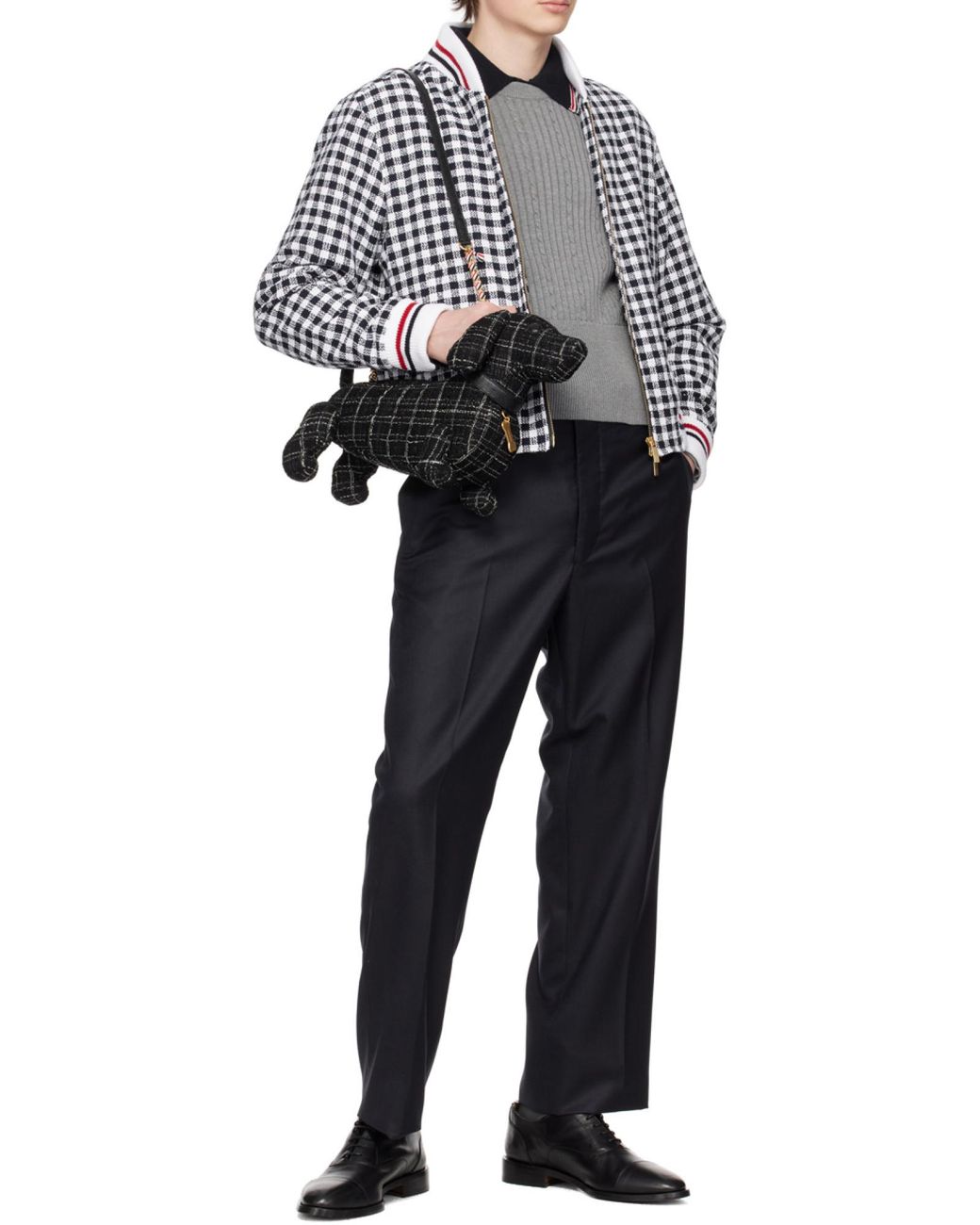 Thom Browne Black Stripe Detailed Short-Sleeved Polo Shirt for men