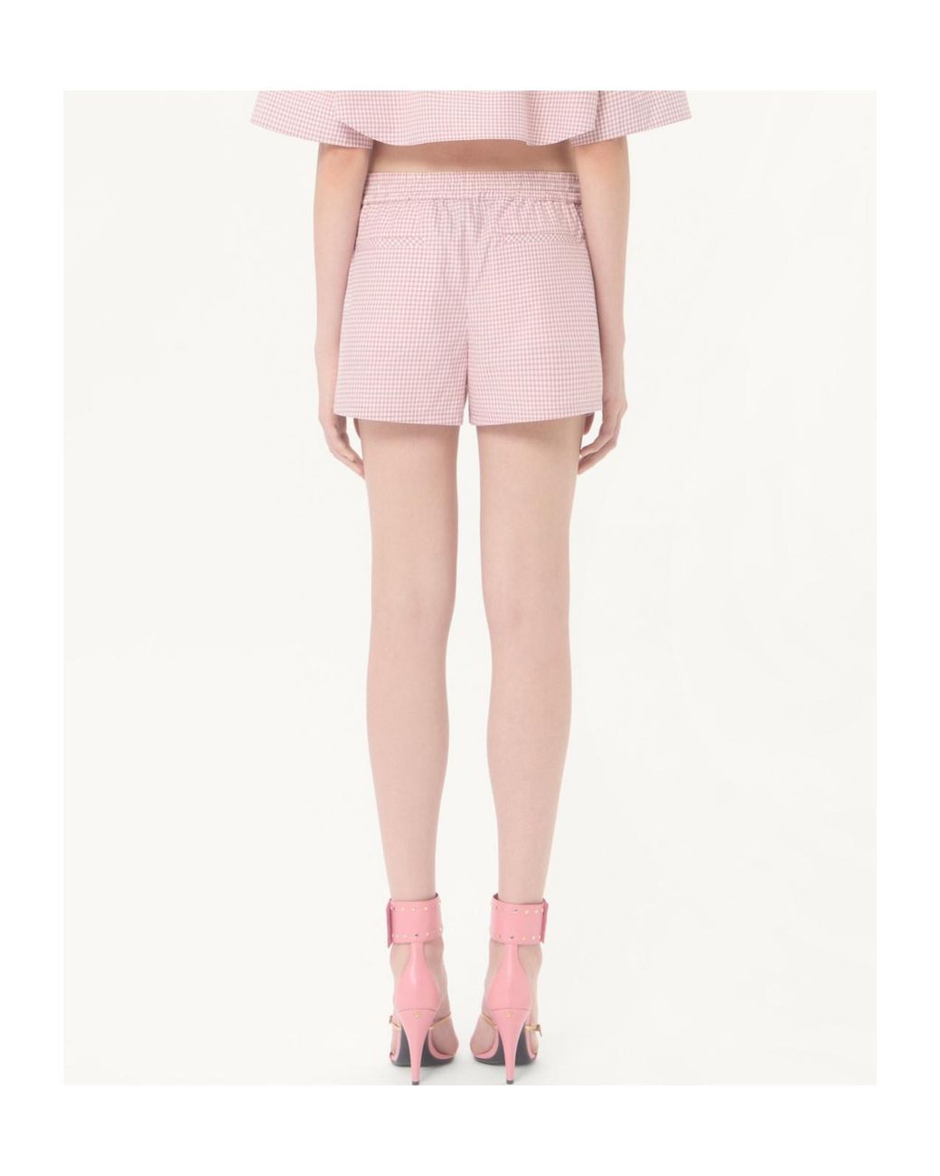 Valentino Pink Check Pattern Shorts