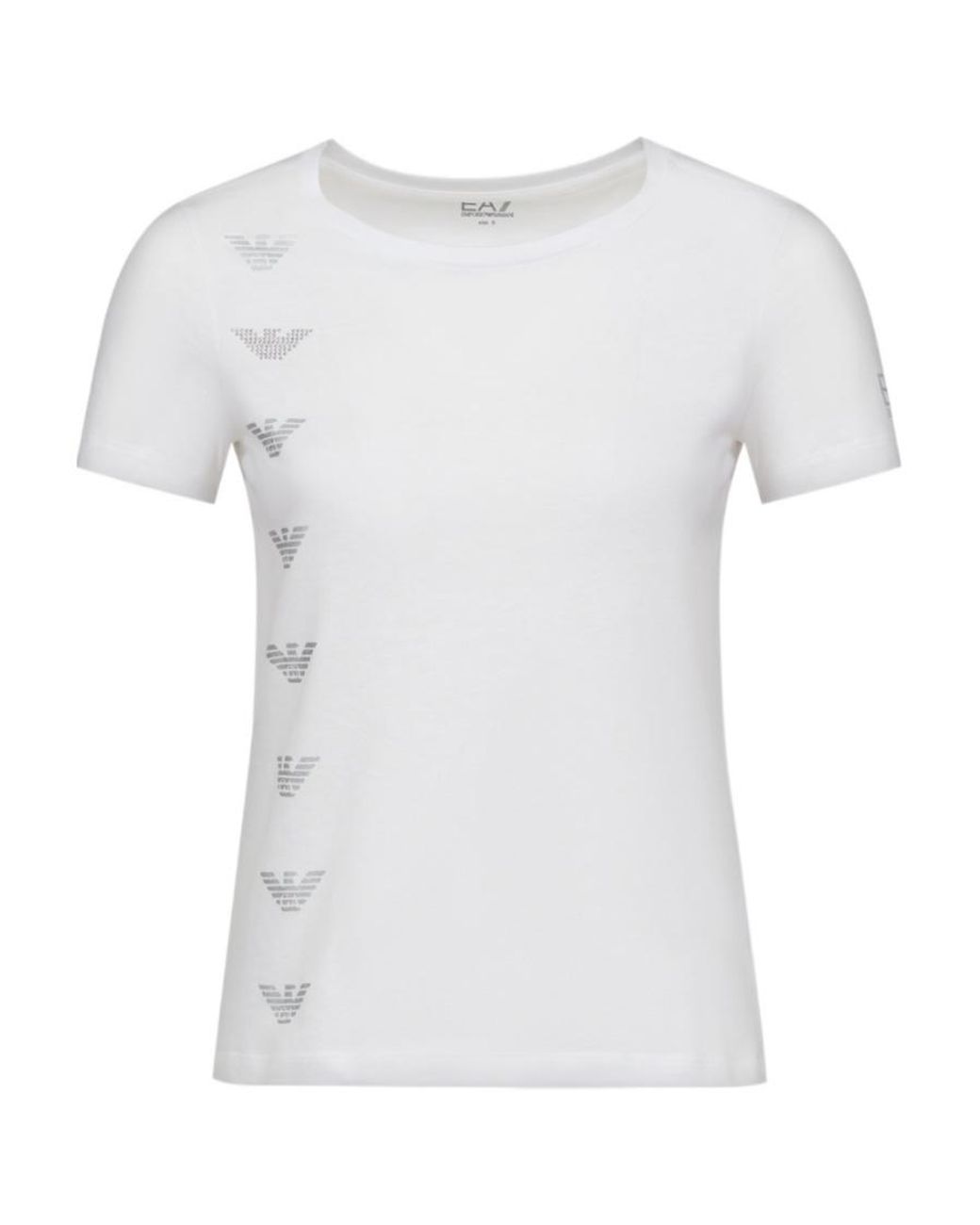 EA7 White T-Shirt With Round Neck And Short Sleeves