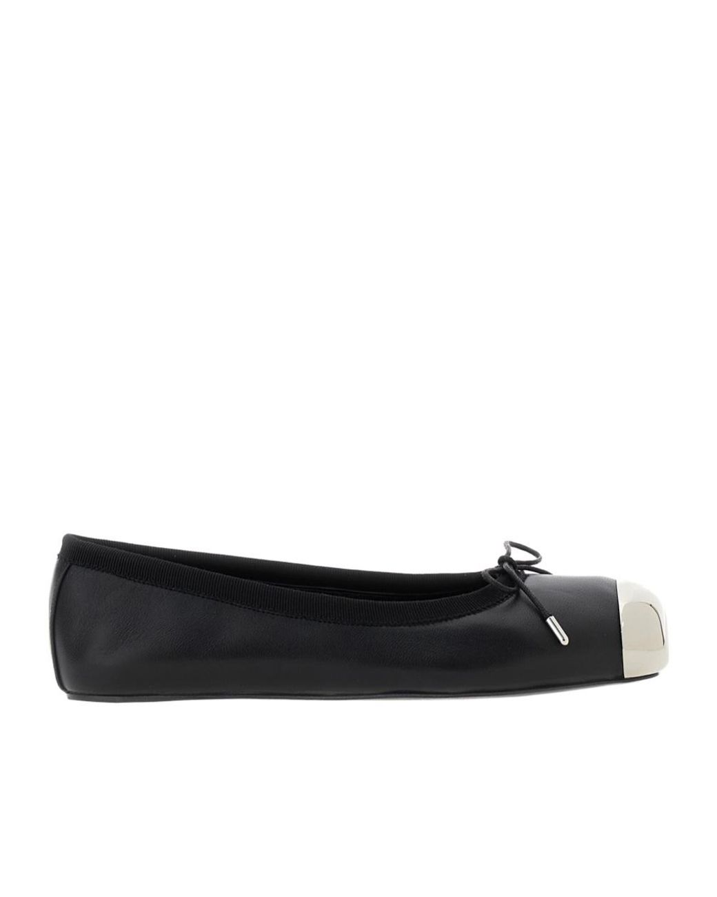 McQueen Black Punk Bow-Detailed Ballet Flats