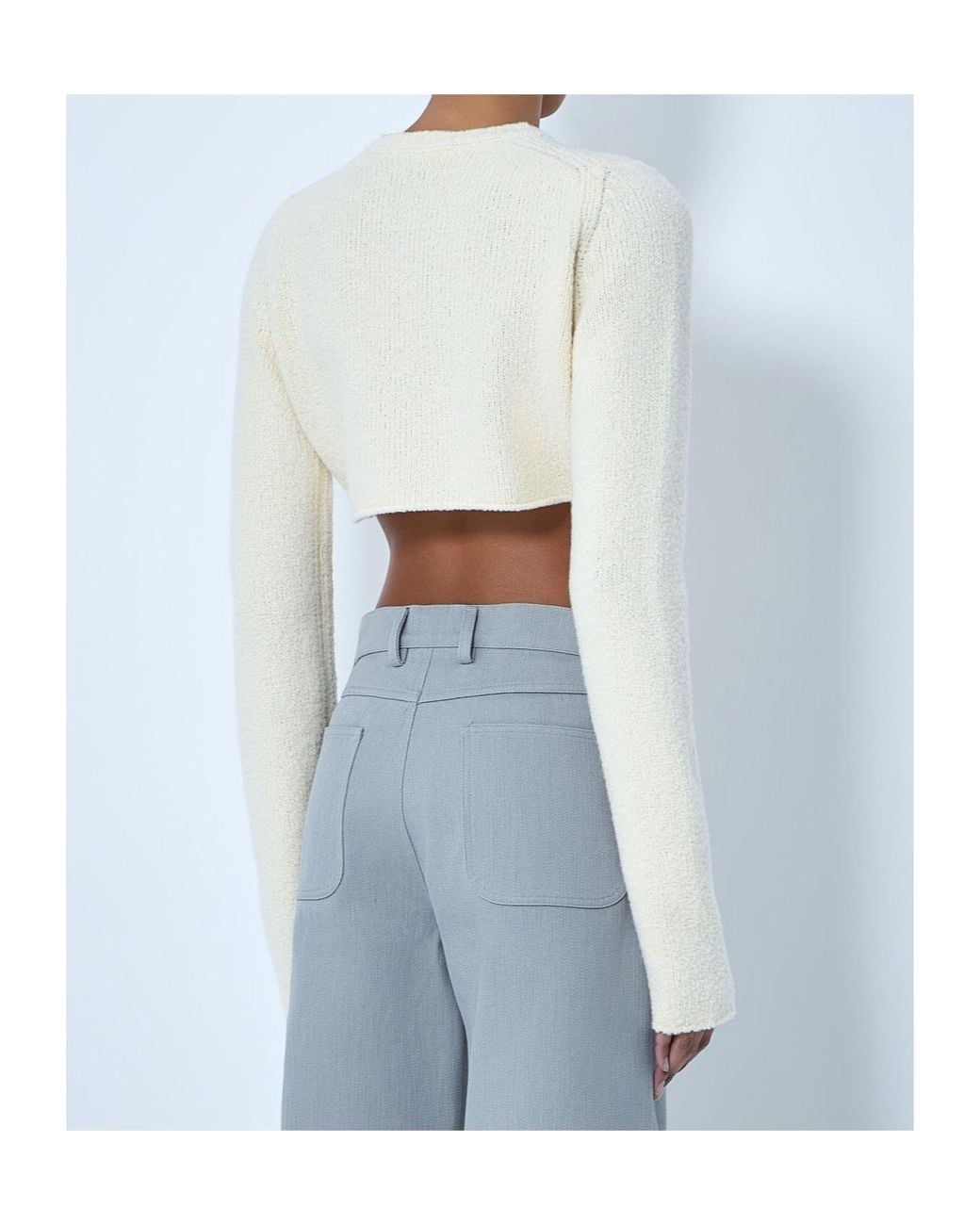 Rier White Cropped Knitted Jumper