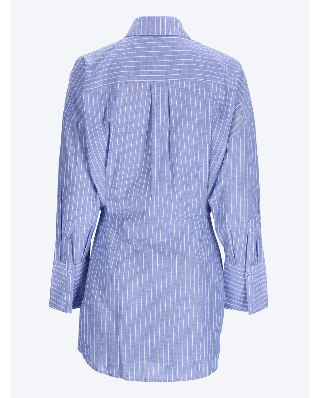 WRSTBHVR Blue Pinstripe-Pattern Mini Shirt Dress