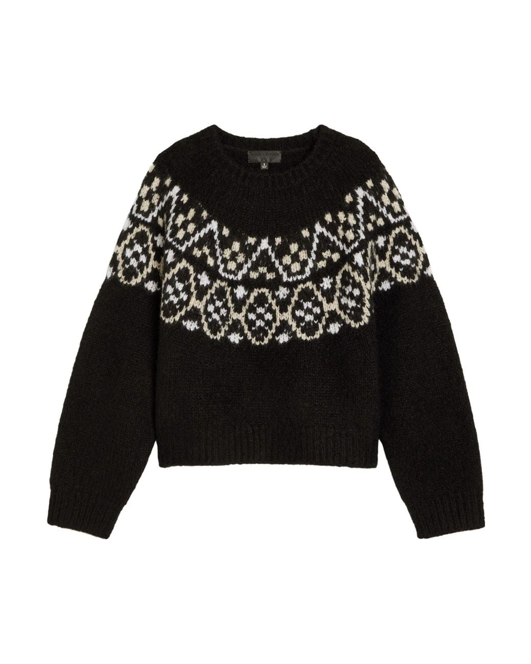 Nili Lotan Black Fair Isle Pattern Sweater