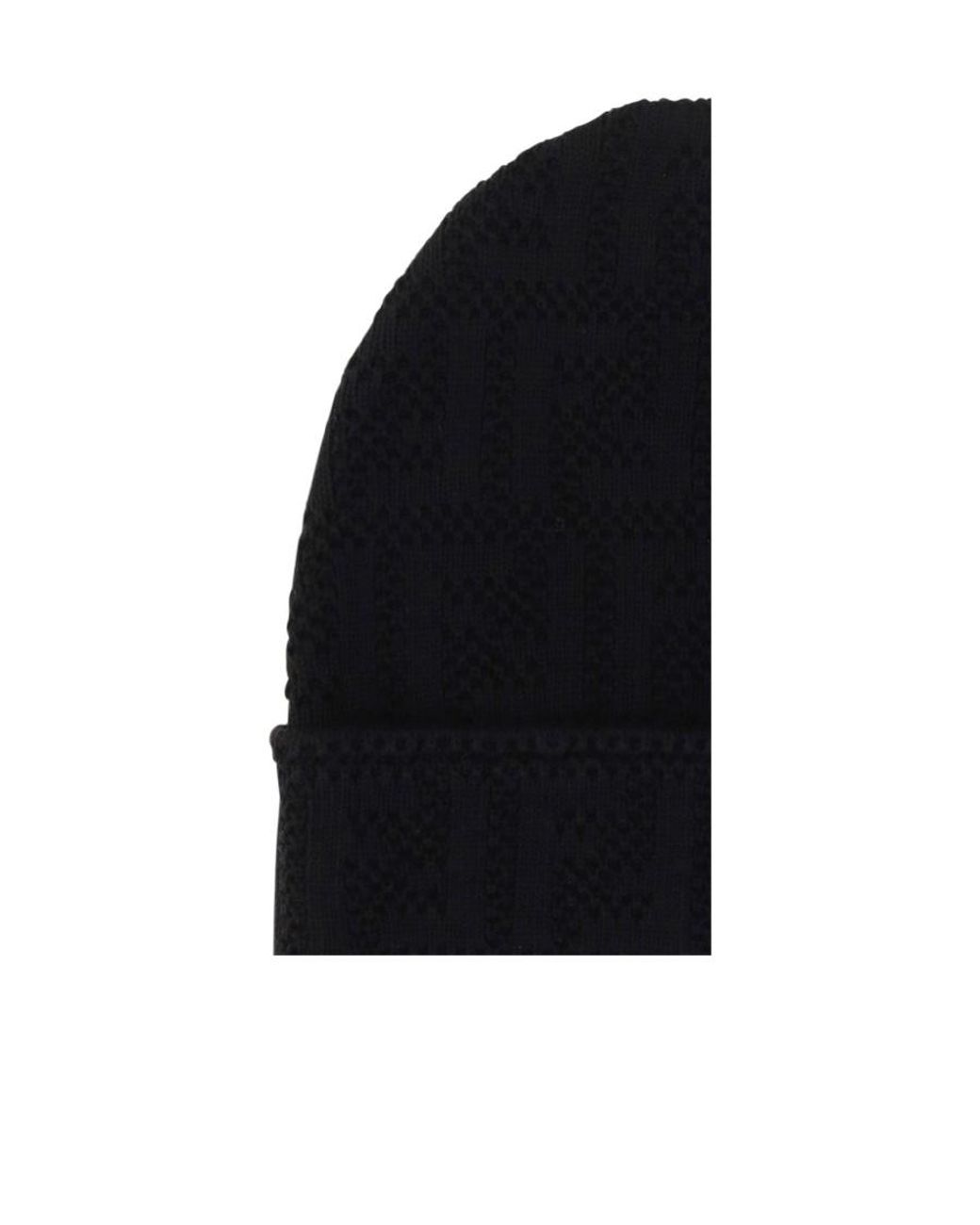 Fendi Black Monogram-Pattern Beanie for men