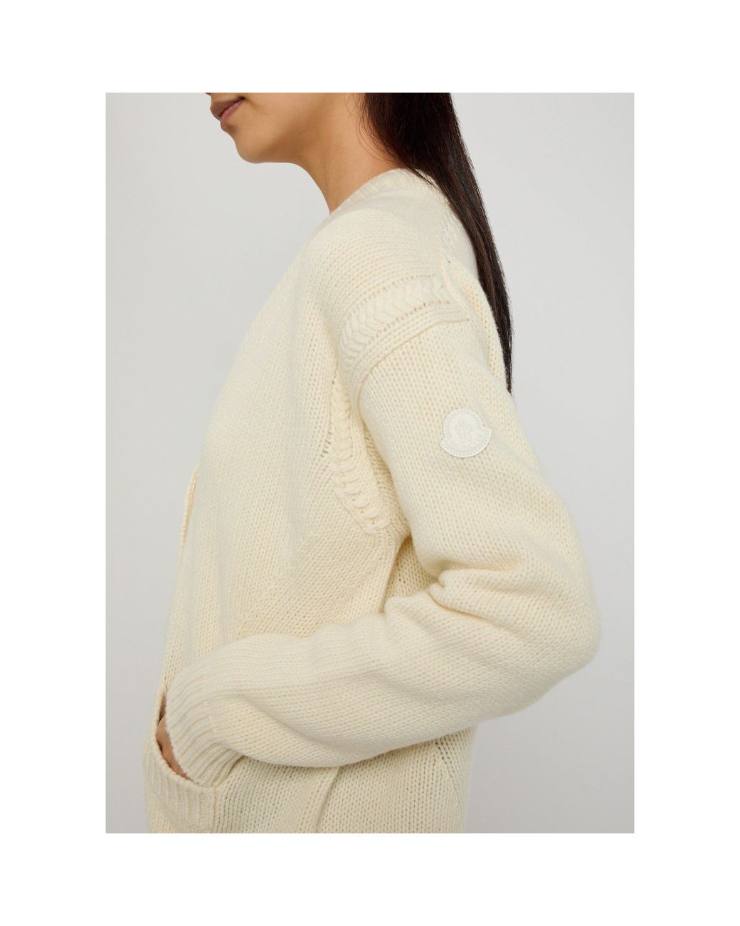 Moncler Natural V-Neck Knit Cardigan