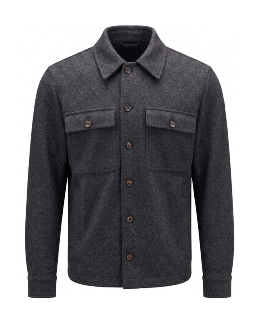 Moncler Blue Logo Patch Flannel Shirt Jacket for men