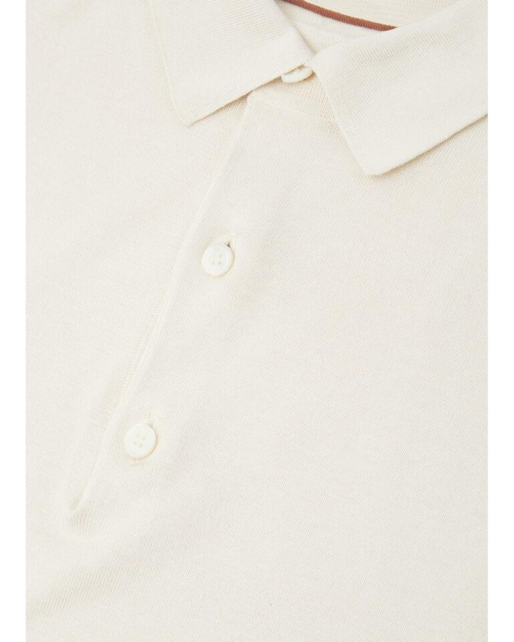 Loro Piana White Long-Sleeved Polo Shirt for men