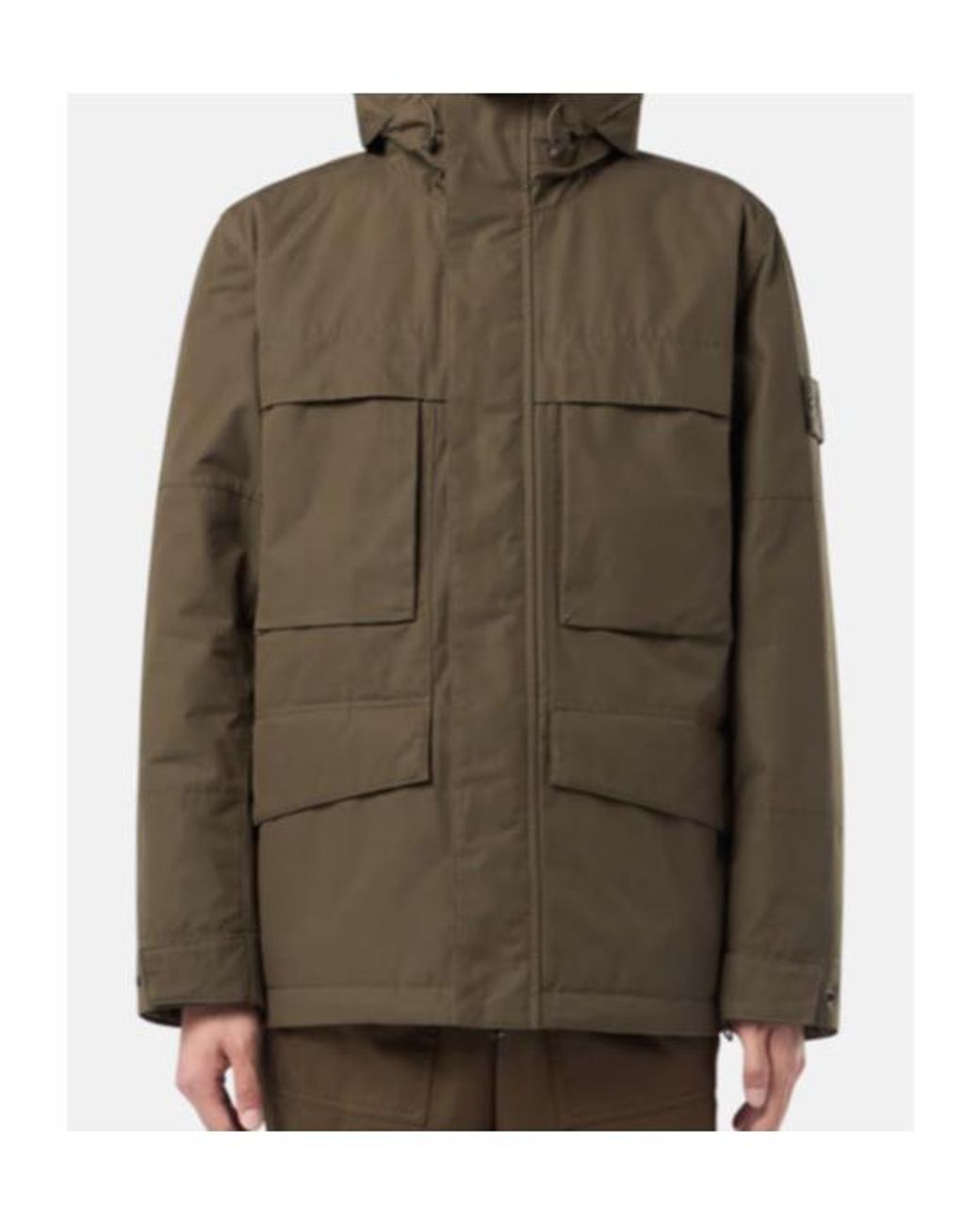 Stone Island Green Compass Patch Hooded Field Jacket for men