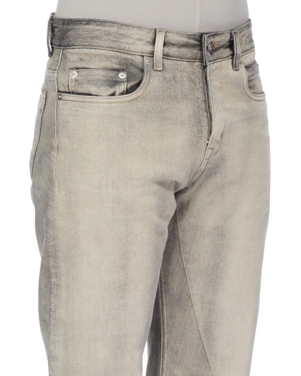 Rick Owens Gray Fog Cut Faded-Effect Jeans for men