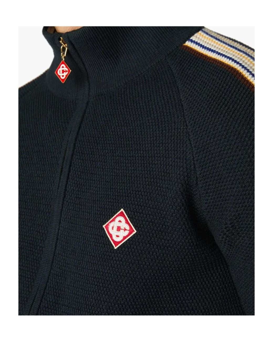 Casablanca Black Logo Patch Zip-Up Jacket for men