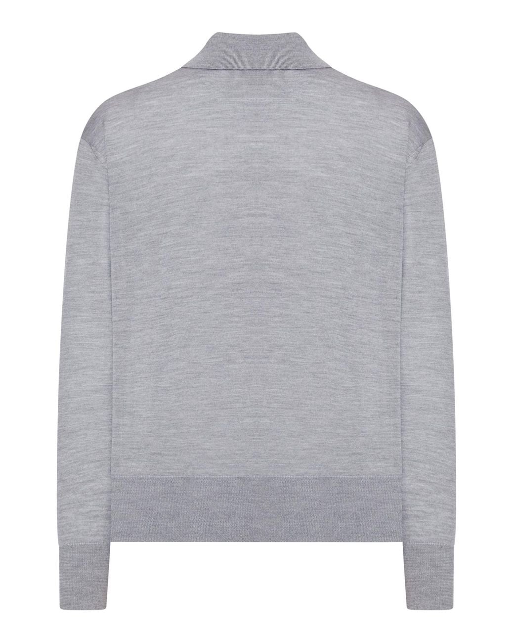 AMI Gray Long-Sleeved Wool Polo for men