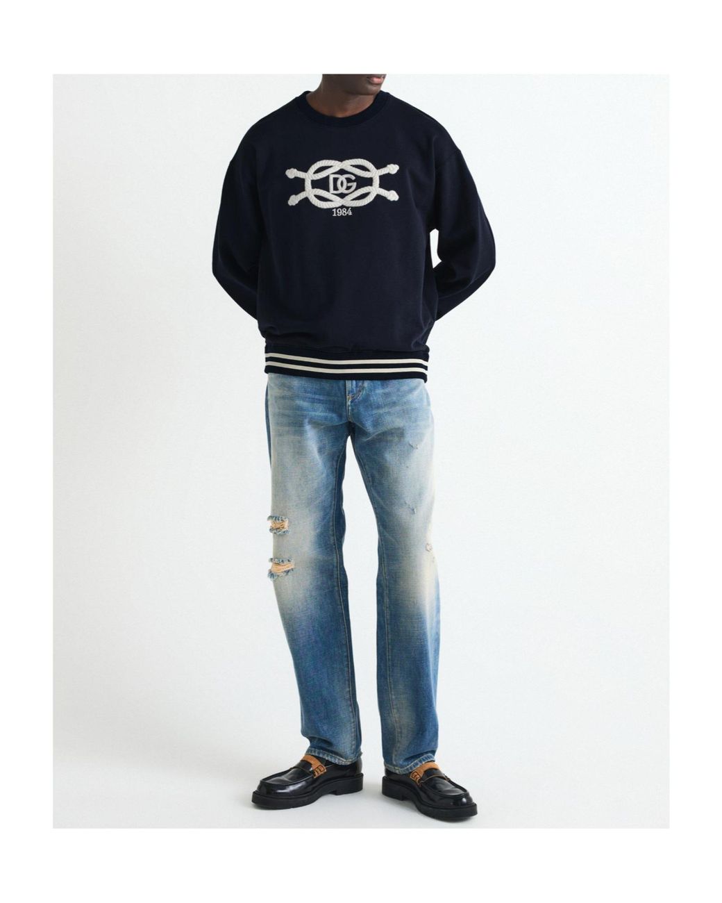 Dolce & Gabbana Blue Crew Neck Sweatshirt for men