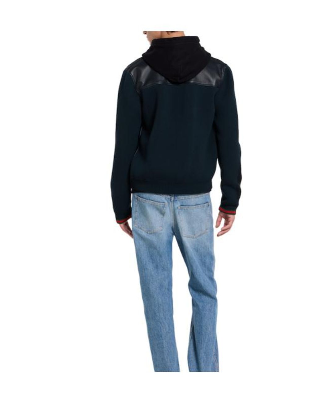 Gucci Blue Logo Embroidered Zip-Up Jacket for men