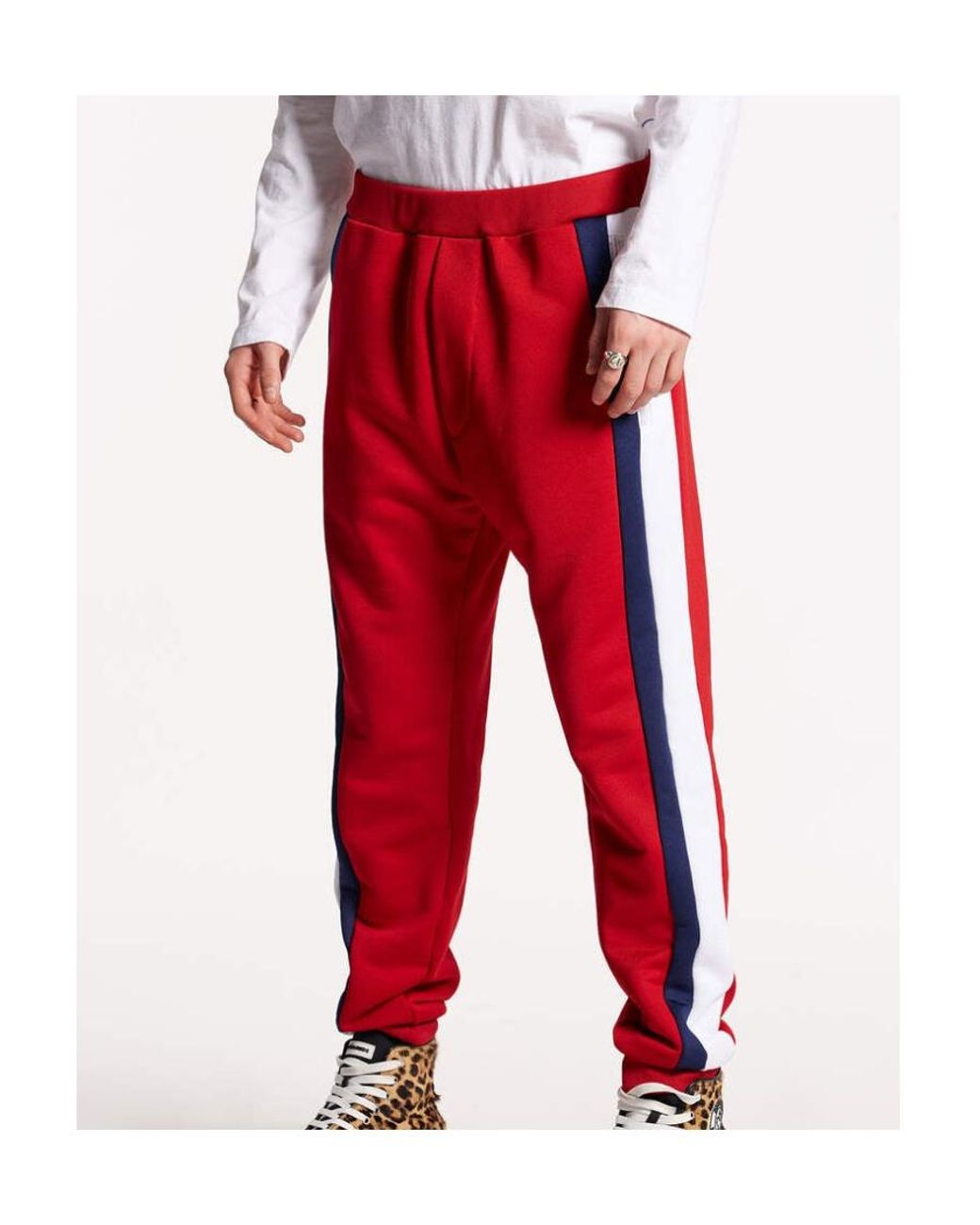 DSquared² Red High Waist Straight Leg Pants for men