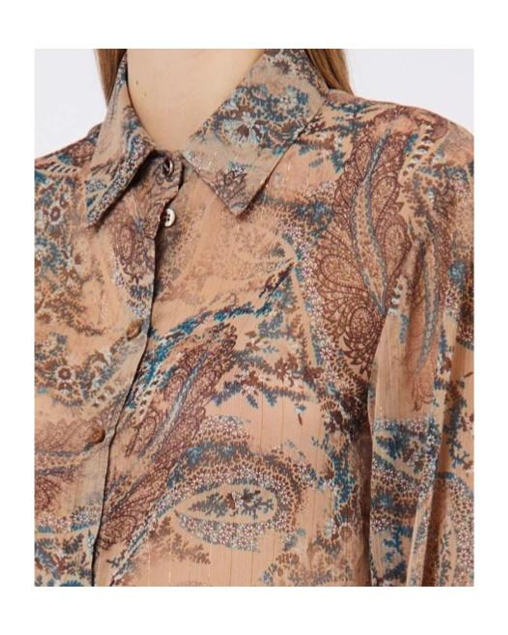 Liu Jo Brown Jacquard Curved Hem Shirt