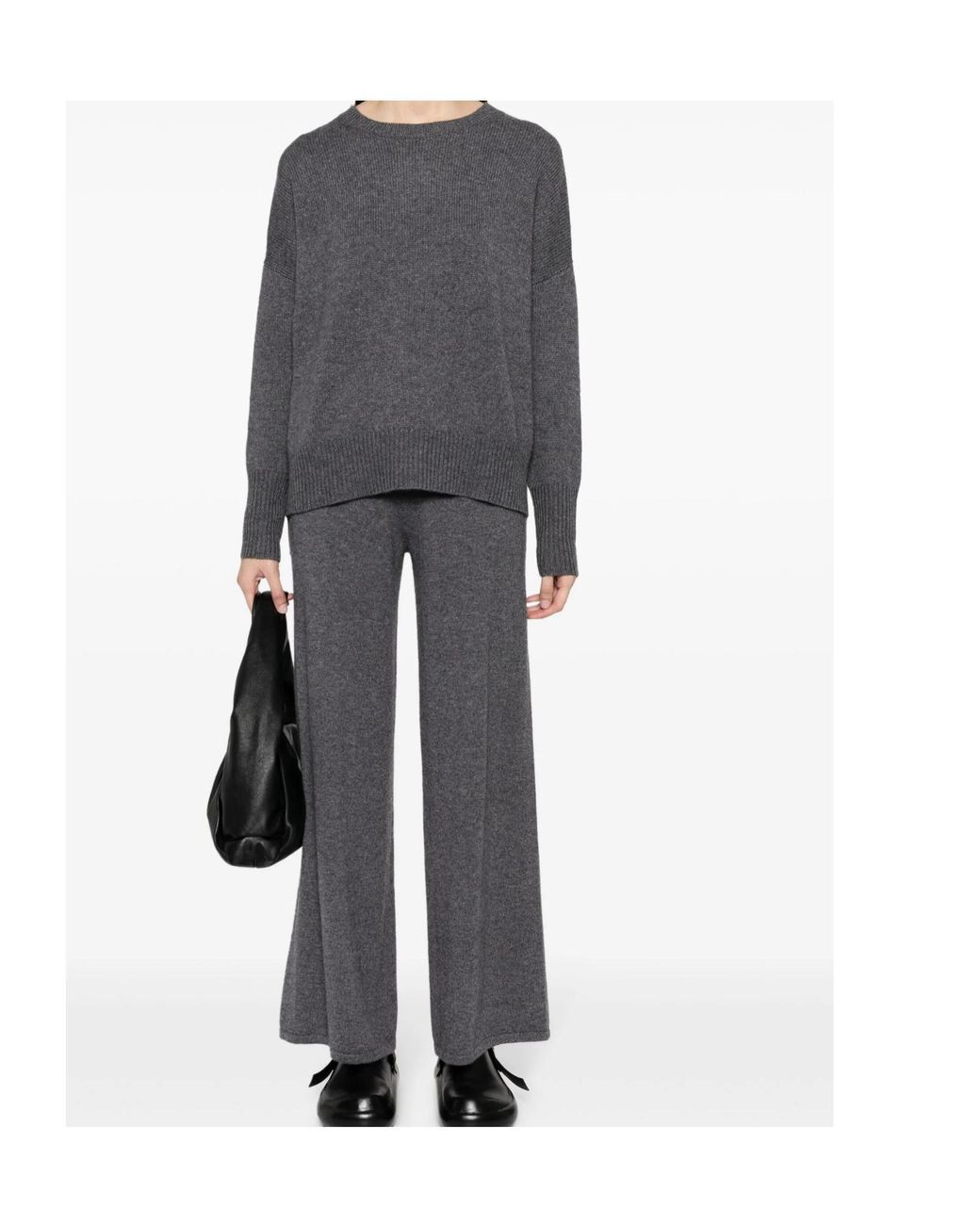 Lisa Yang Gray Sofi Wide-Leg Drawstring Pants