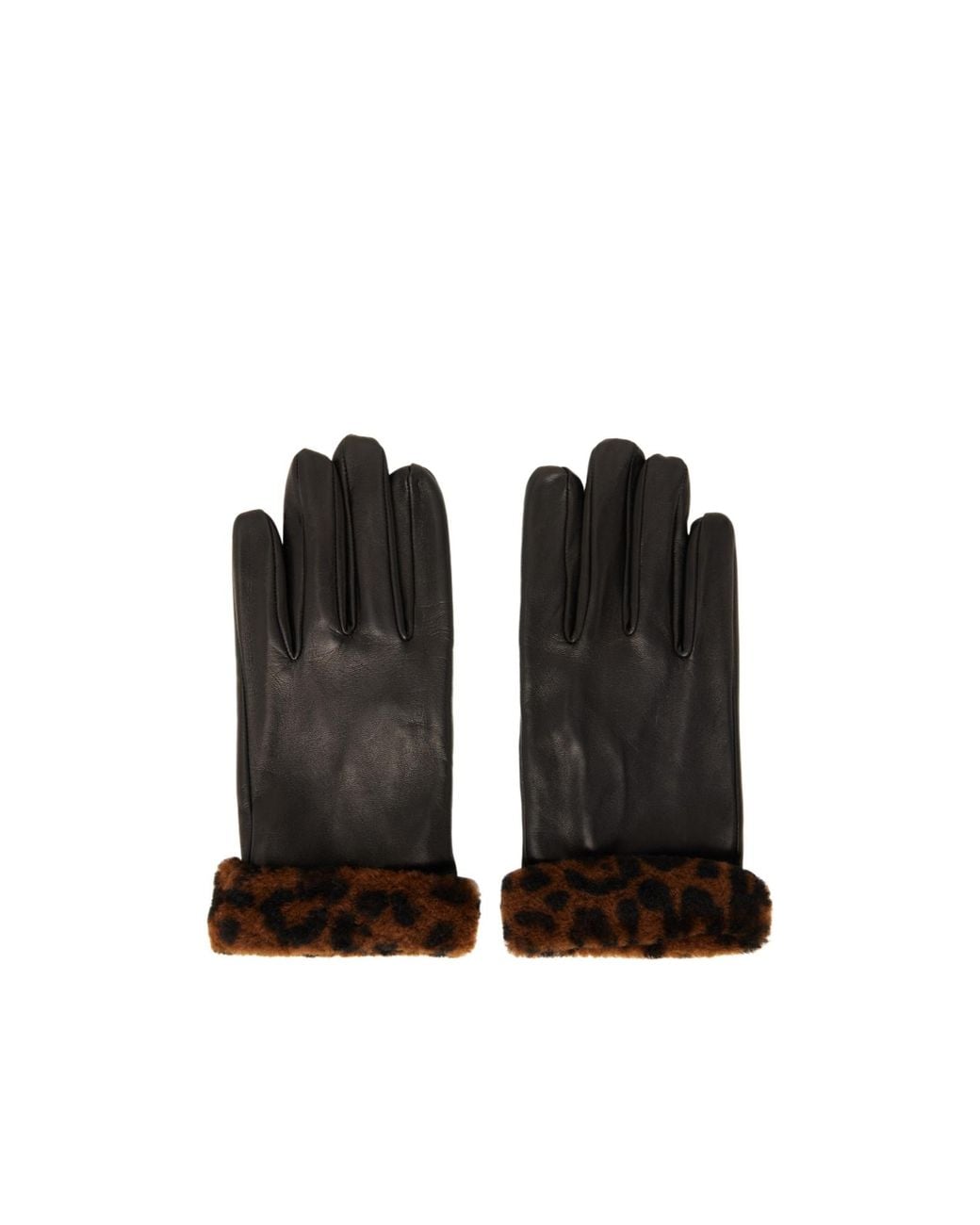 Ernest W. Baker Black Faux Fur-Trimmed Leather Gloves for men