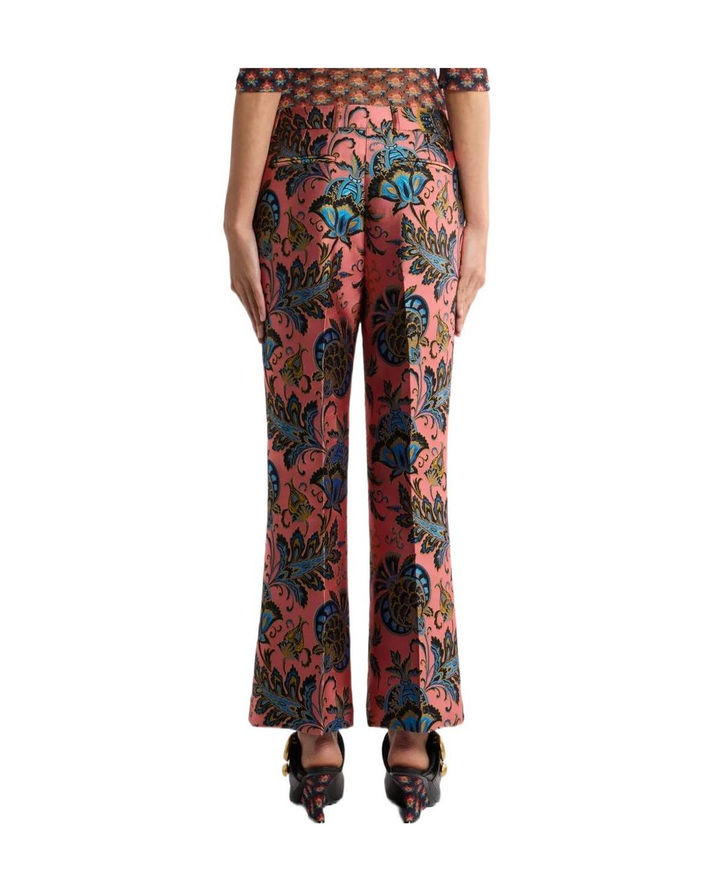 Etro Jacquard Flared Trousers With Floral Motif