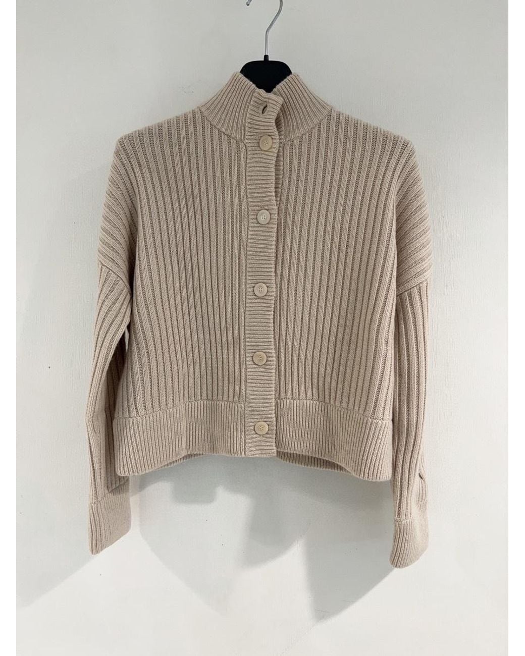 Max Mara White Afelio High Neck Button-Up Cardigan