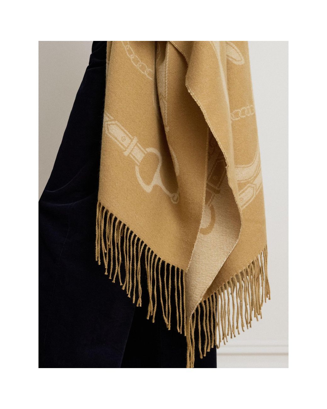 Ralph Lauren Brown Open-Front Fringed Poncho