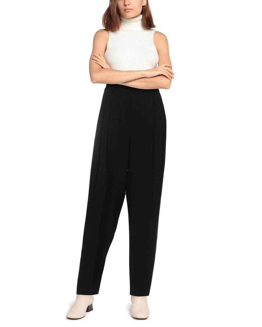 Tory Burch Black Plain Colour Casual Trouser