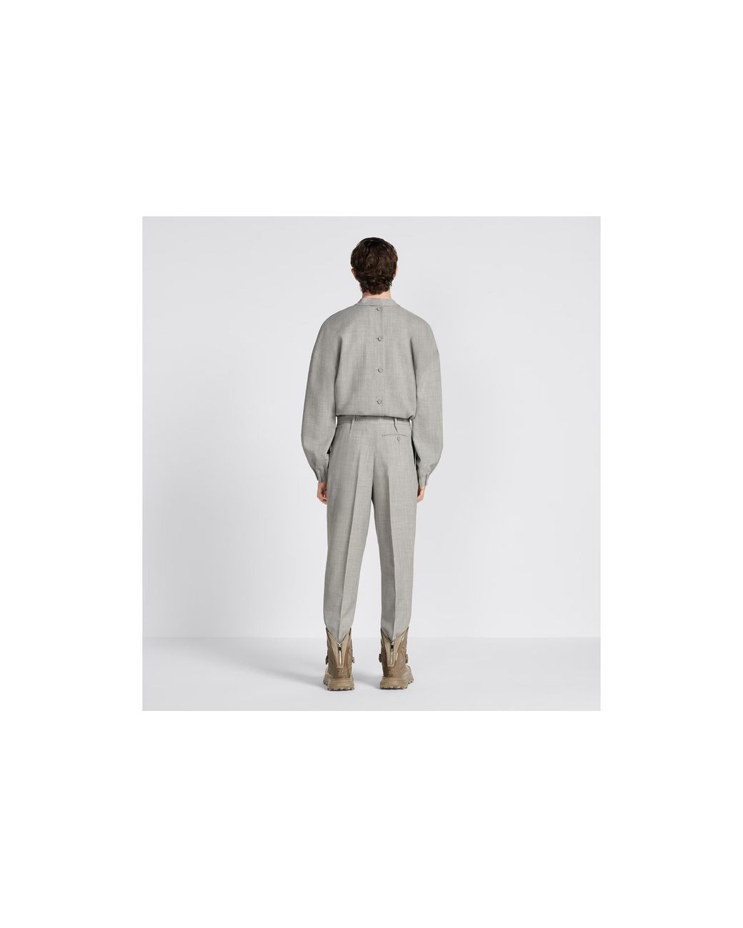 Dior Gray Homme Straight Leg Pleated Pants for men