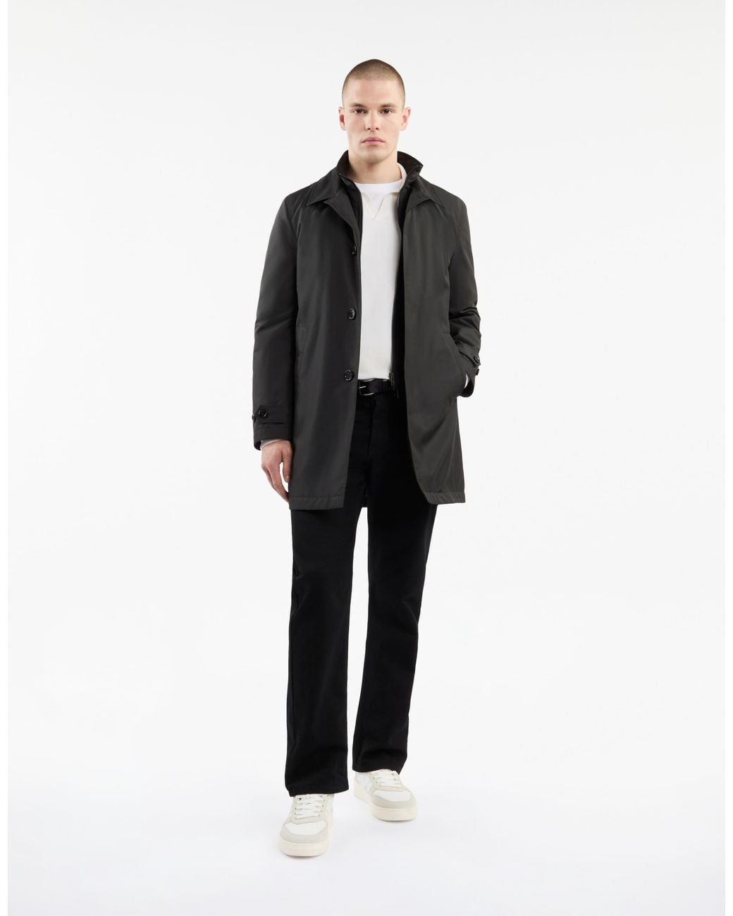 Fay Black Double-Front Raincoat for men