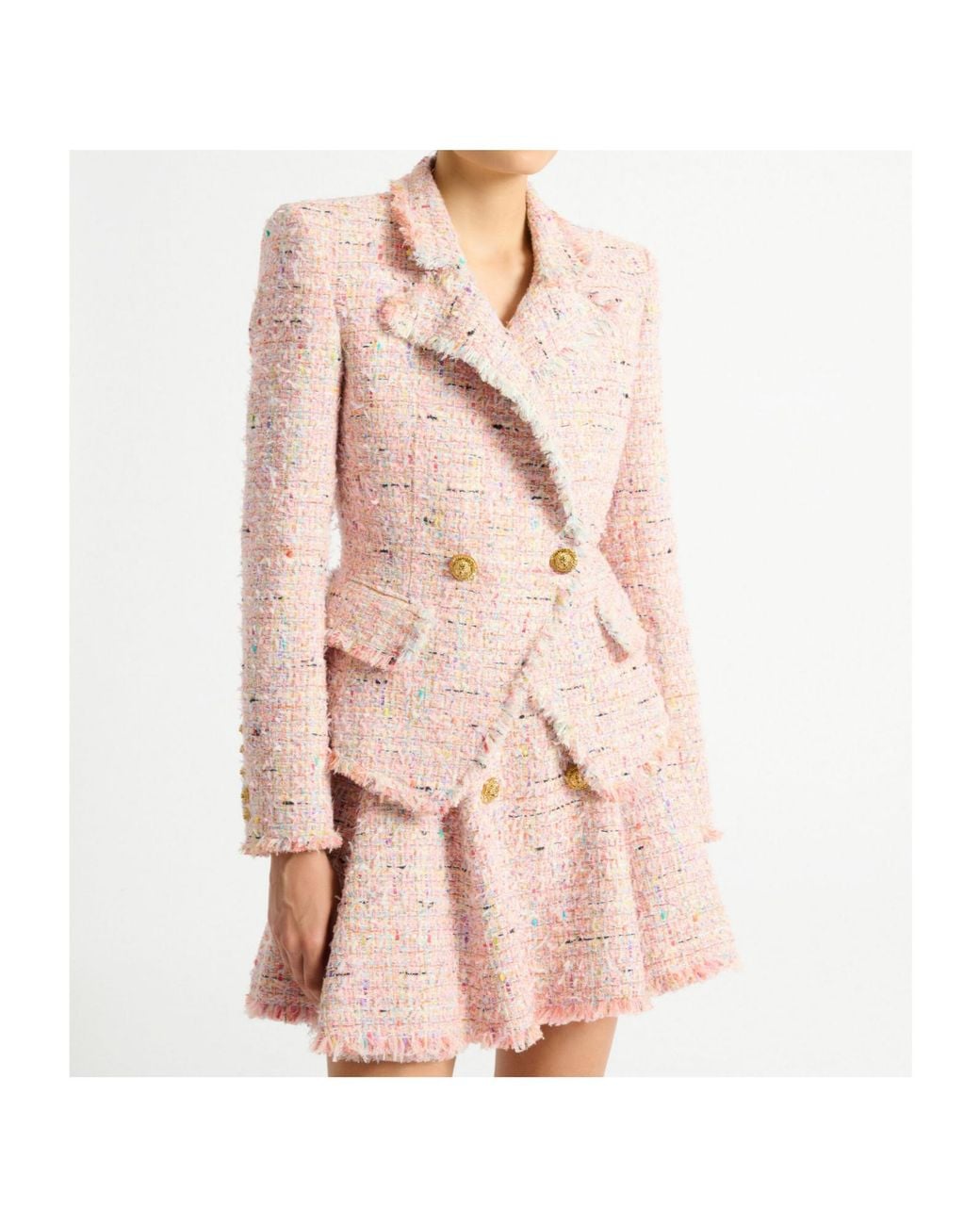 Balmain Pink Tweed 2-Button Jacket