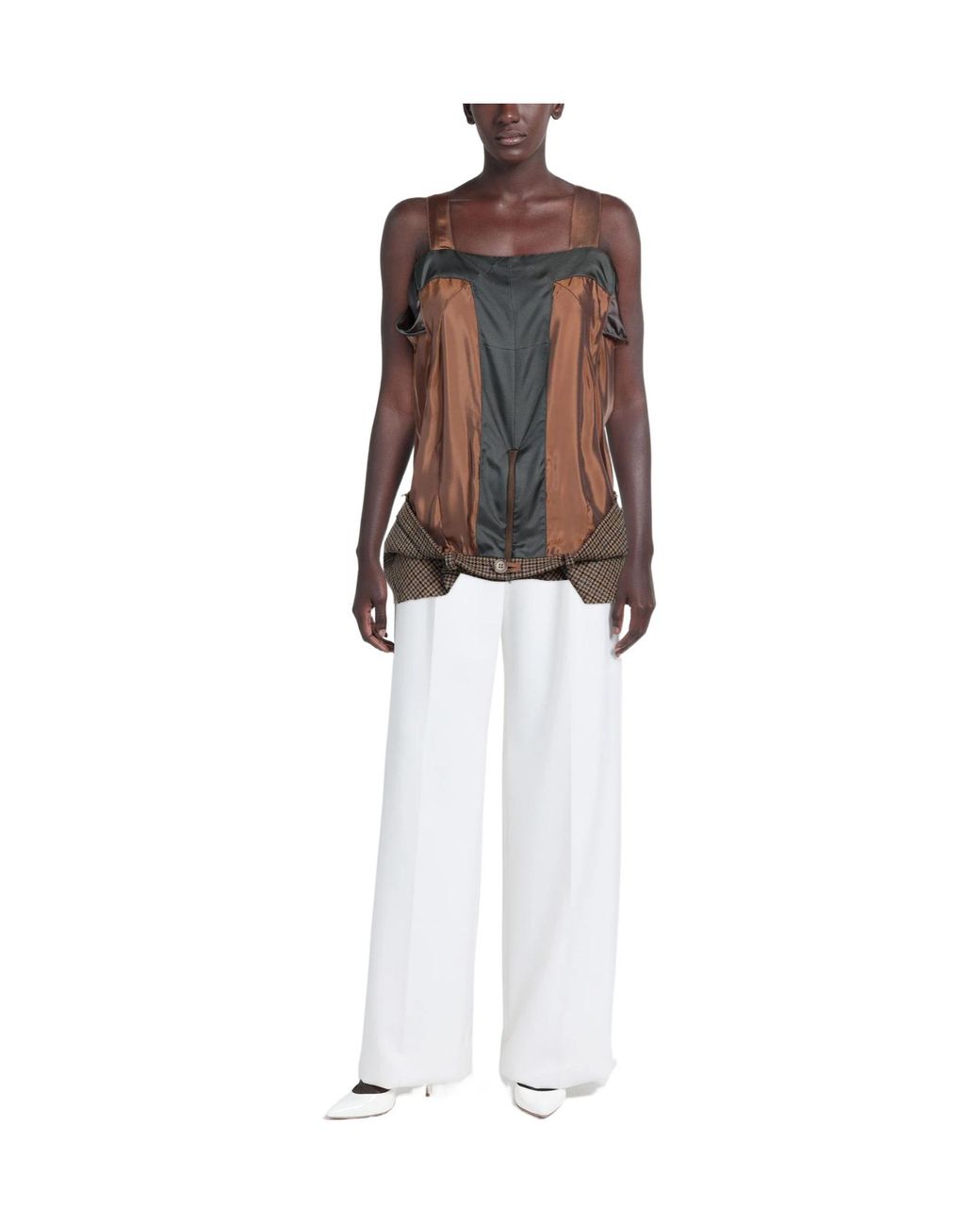 Maison Margiela Brown Sleeveless Square-Neck Top