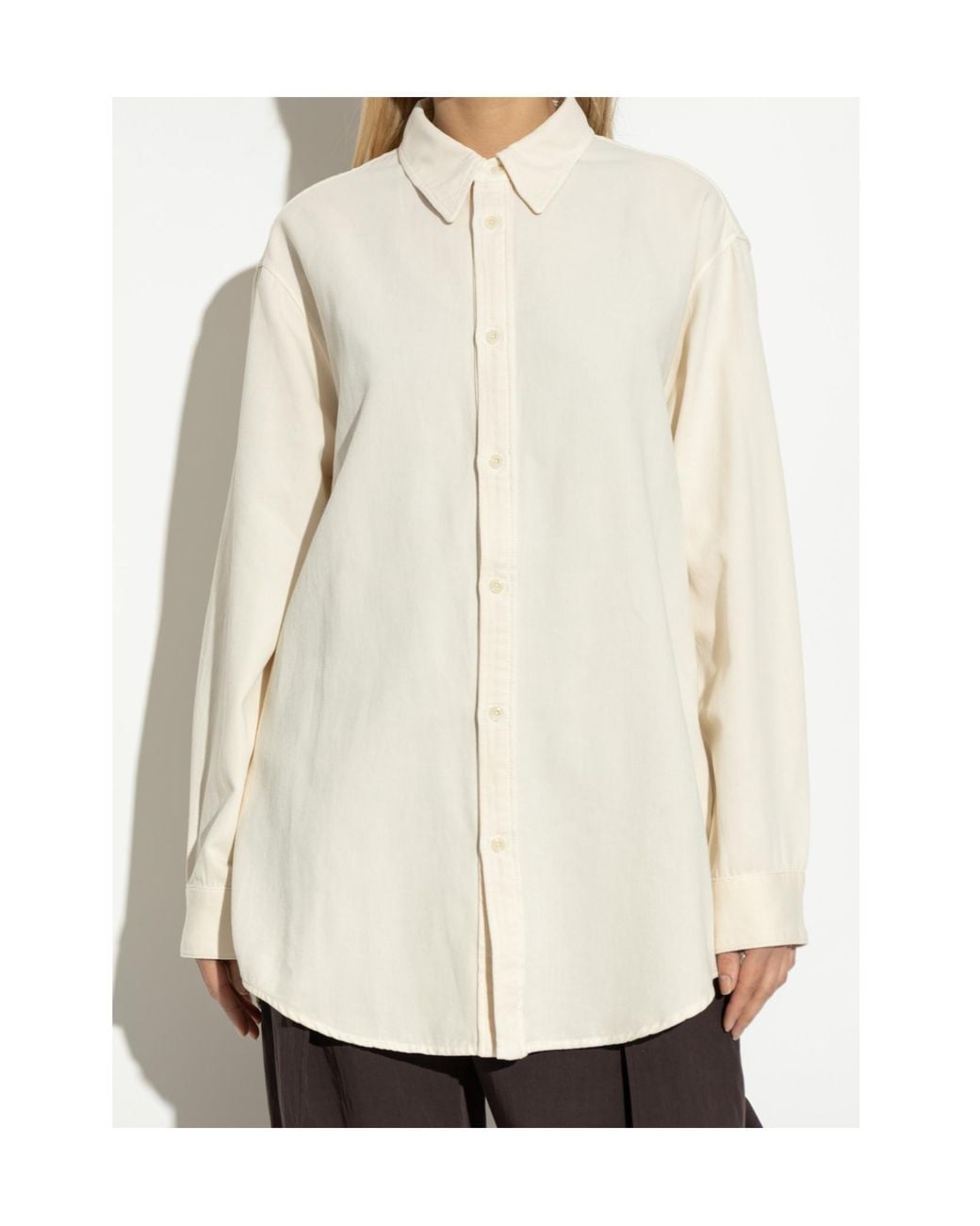 Lemaire White Long Sleeved Curved Hem Shirt