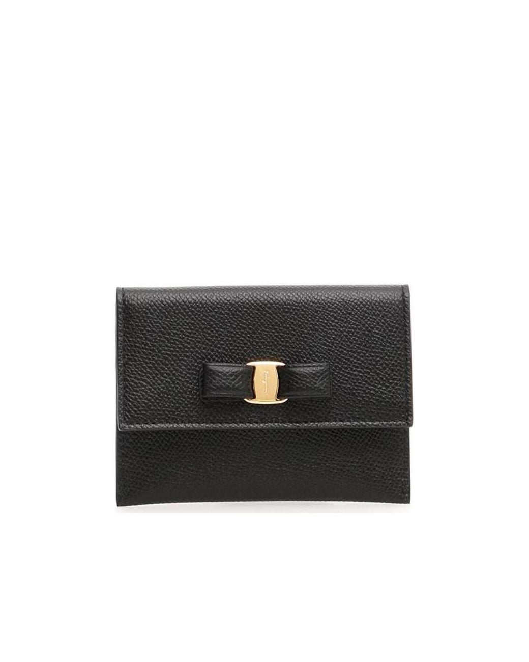Ferragamo Black Ferragamo Vara Bow Detailed Foldover Card Case