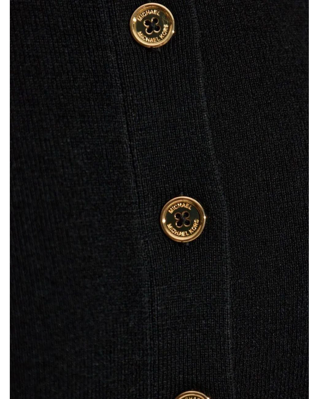 Michael Kors Black Ribbed-Button Cardigan