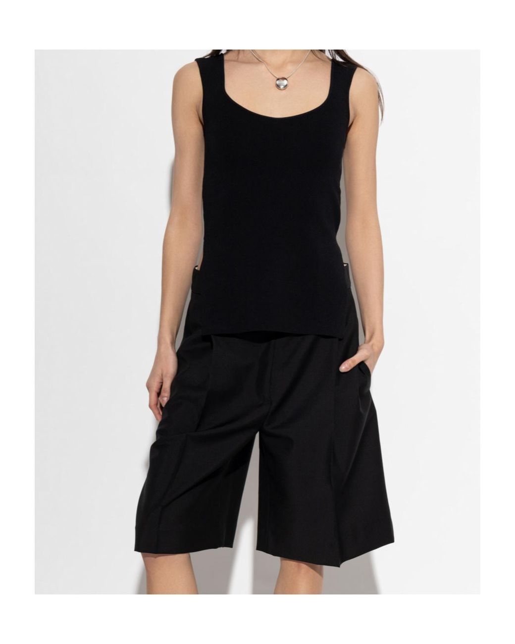 Rohe Black Scoop Neck Side-Slit Top