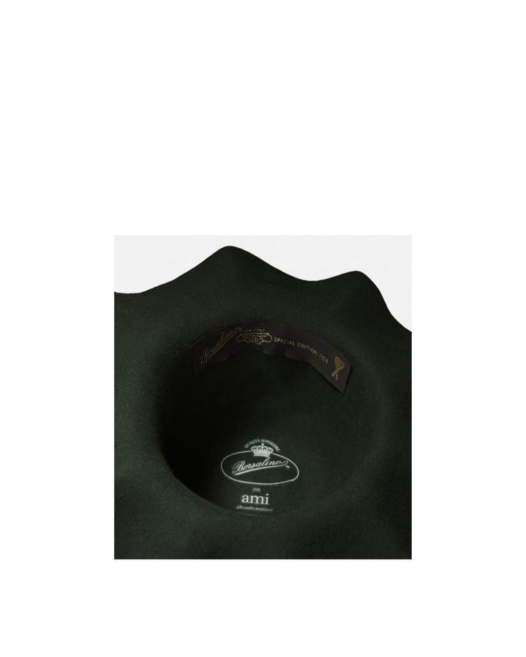 AMI Green Ami X Borsalino Wavy Wide Brim Hat for men