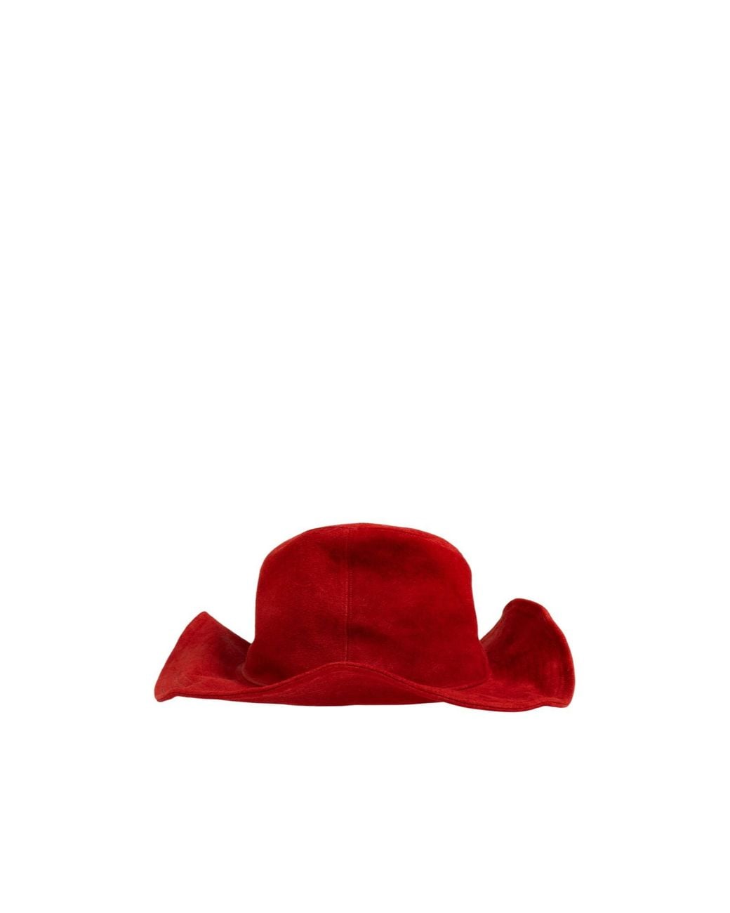 Yohji Yamamoto Red Wide-Brim Suede Hat for men